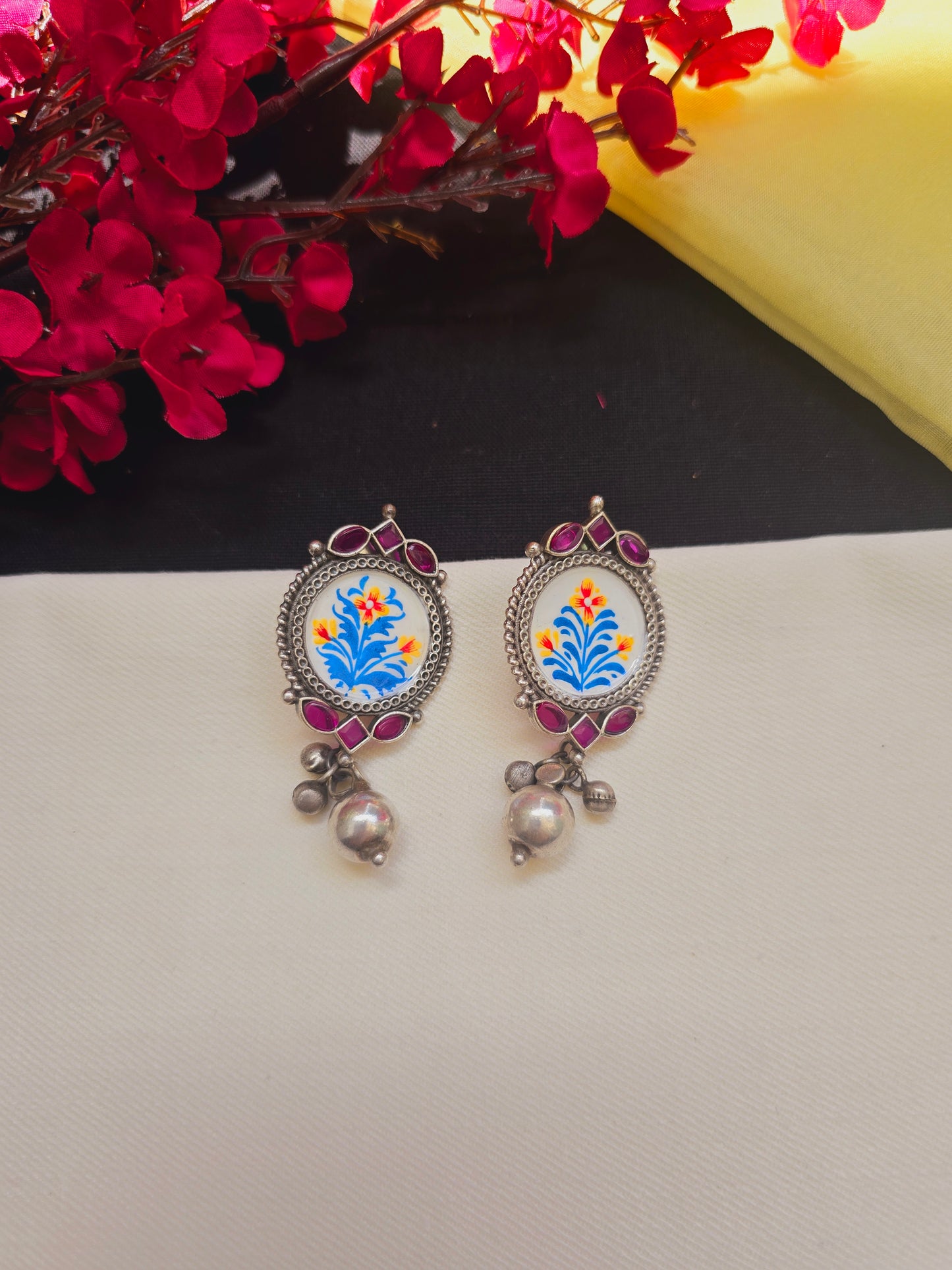 Hand painted phuljadi studs