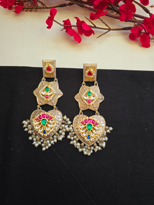 Pachi kundan danglers