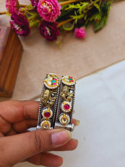 Aarti Large size Mini elephant pachi kundan  kada