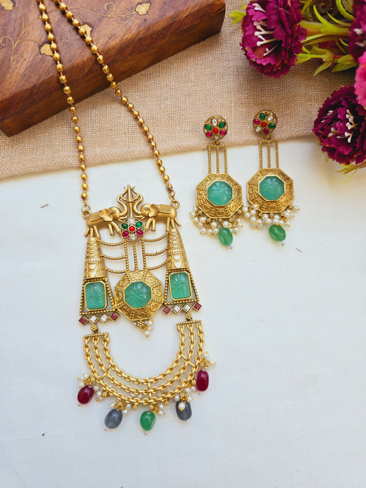 Elephant trishul rajwadi necklace