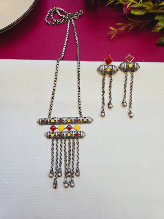 Meenakari long necklace