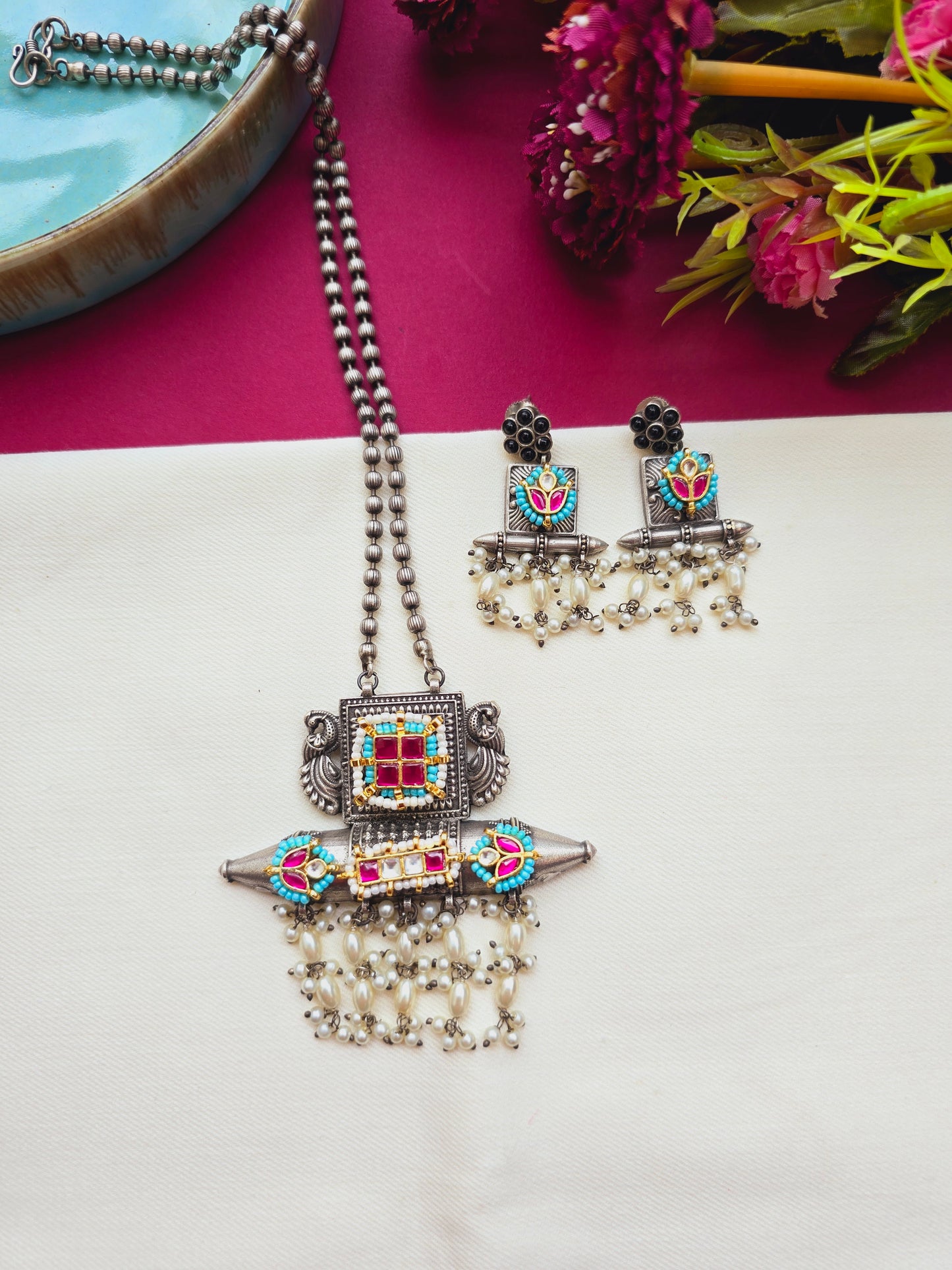 Pachi kundan necklace