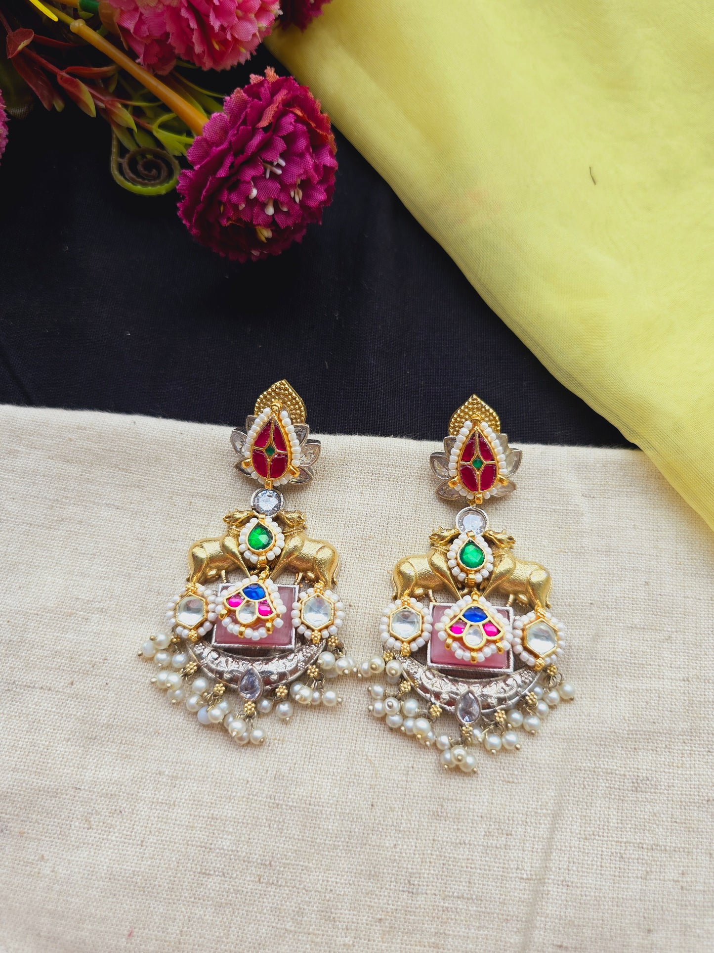 Pachi kundan nandi danglers