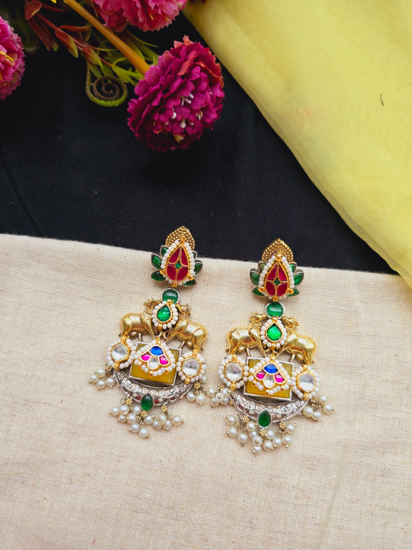 Pachi kundan nandi danglers