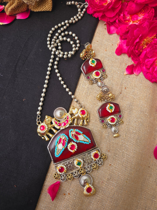 Elephant Pachi kundan necklace