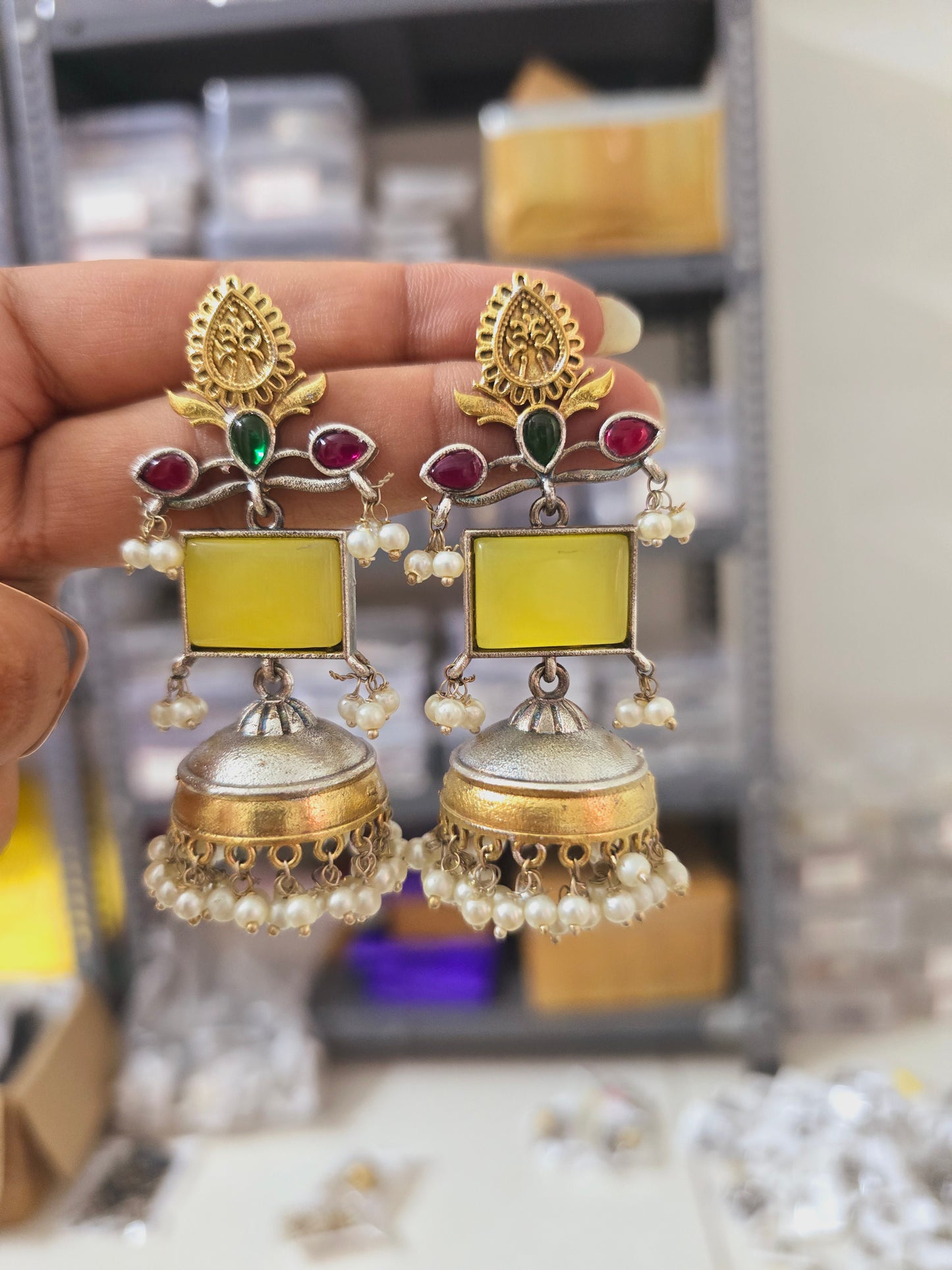 Dual tone alia jhumkas