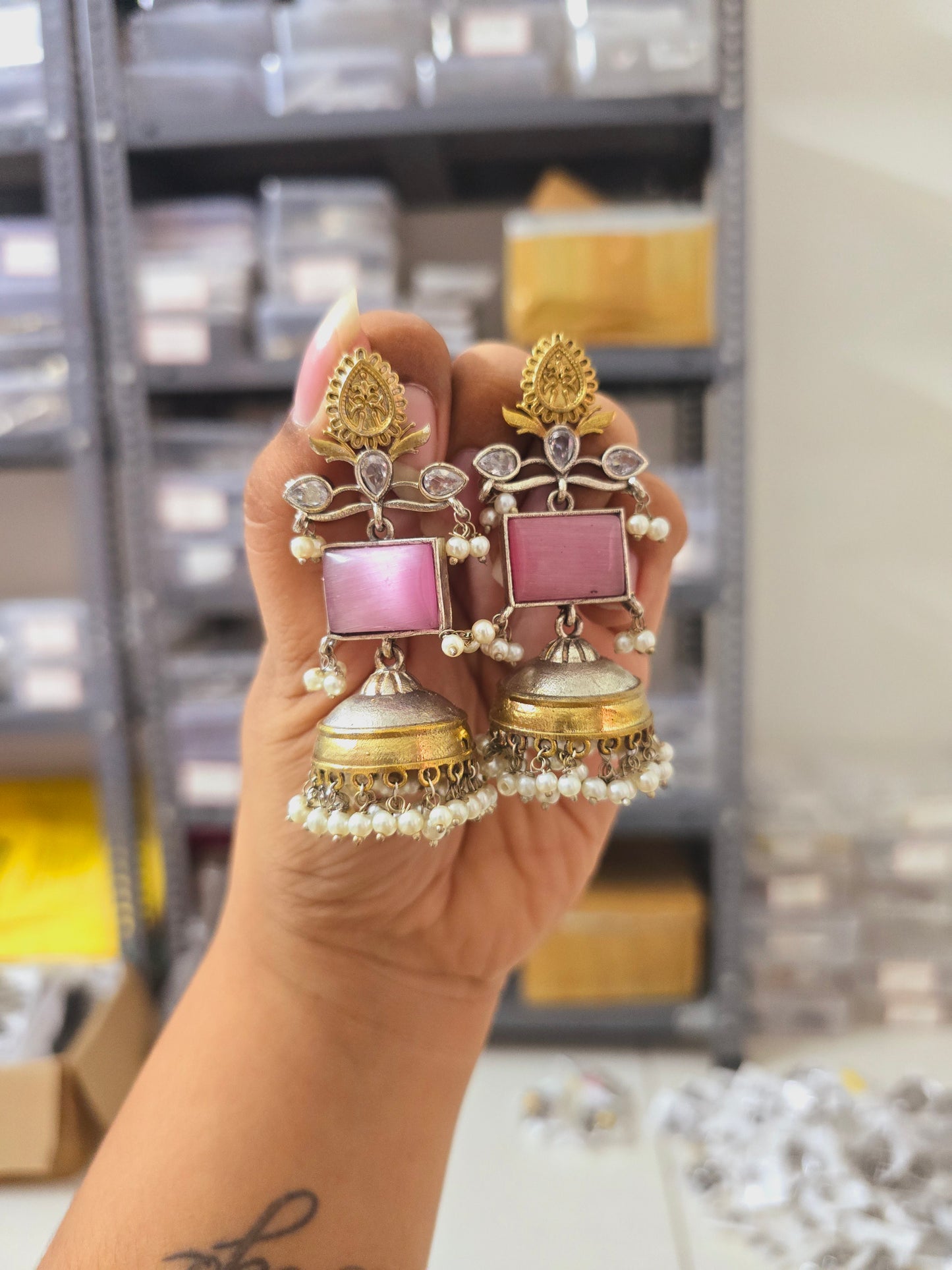 Dual tone alia jhumkas