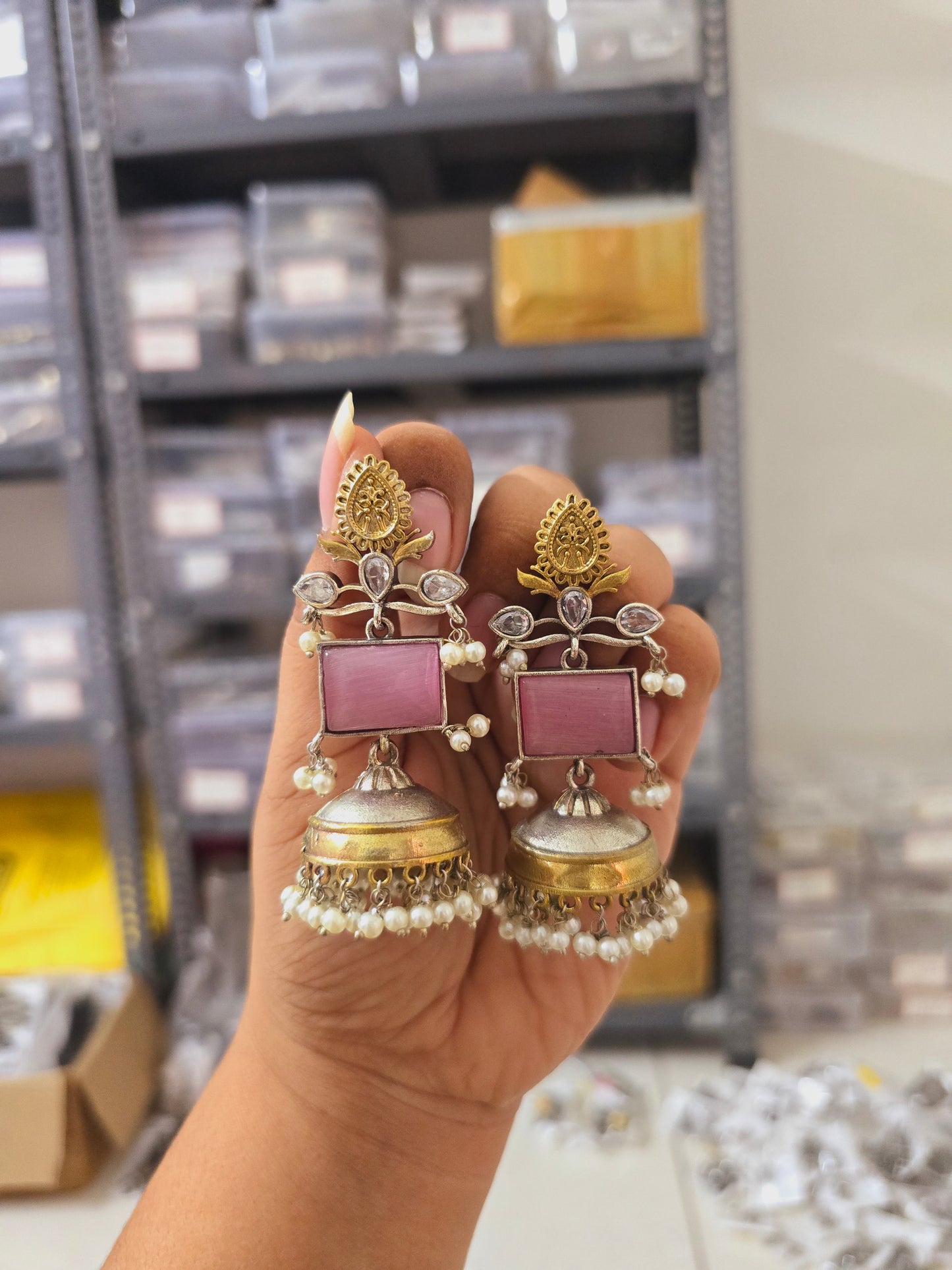 Dual tone alia jhumkas