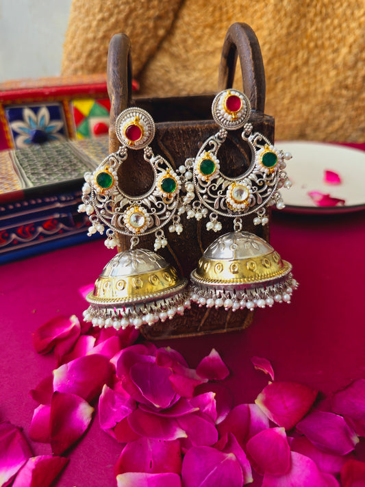 Pachi kundan jhumka