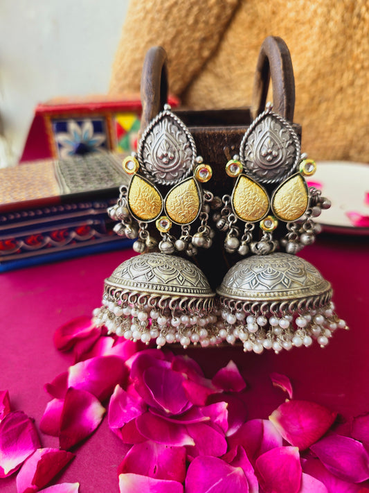 Dual tone brass jhumka