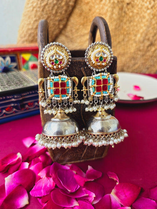 Pachi kundan jhumka