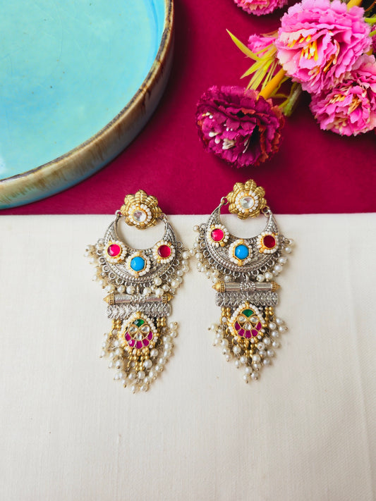 Pachi kundan chandbali danglers