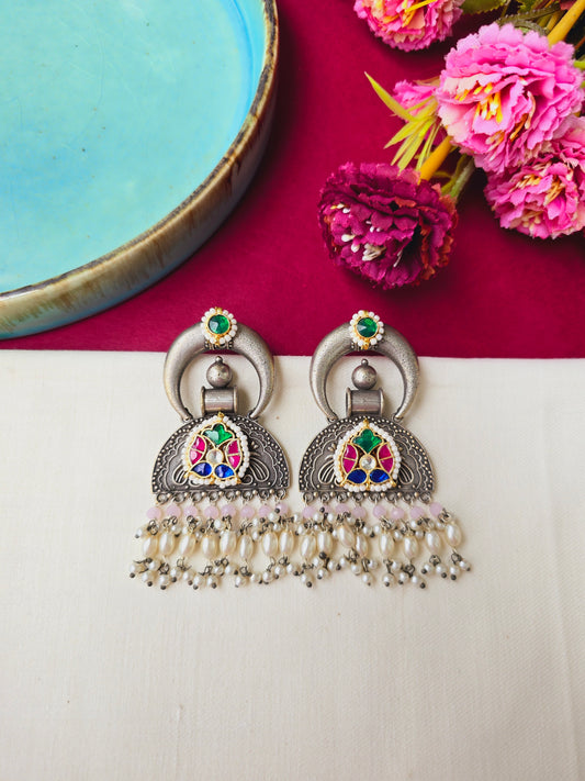 Pachi kundan danglers