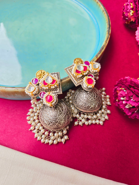 Pachi kundan jhumka