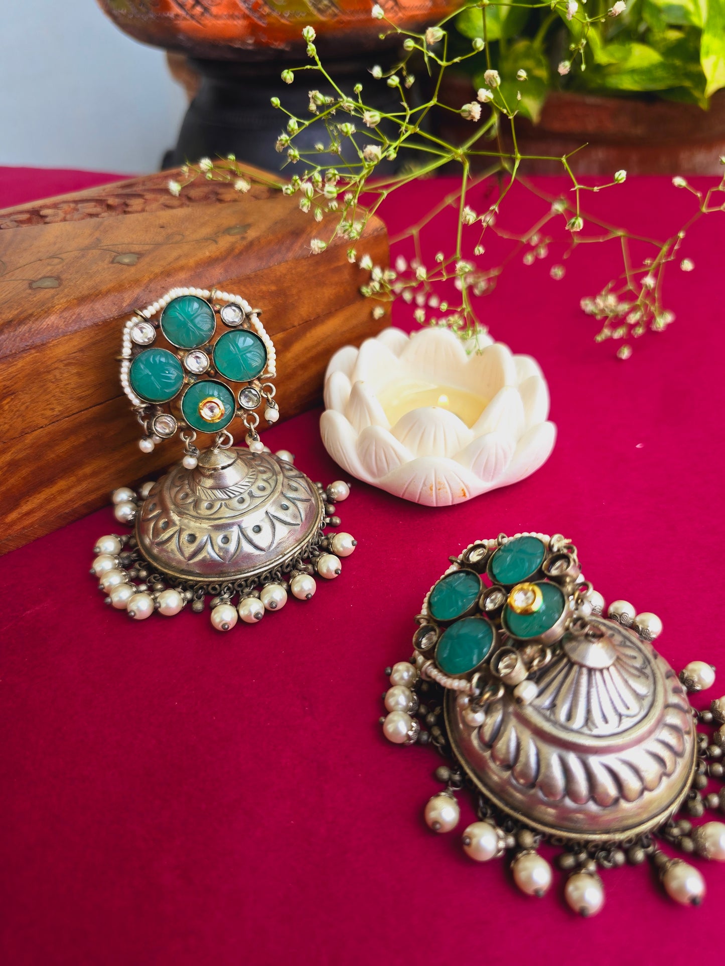 Jashna brass jhumkas