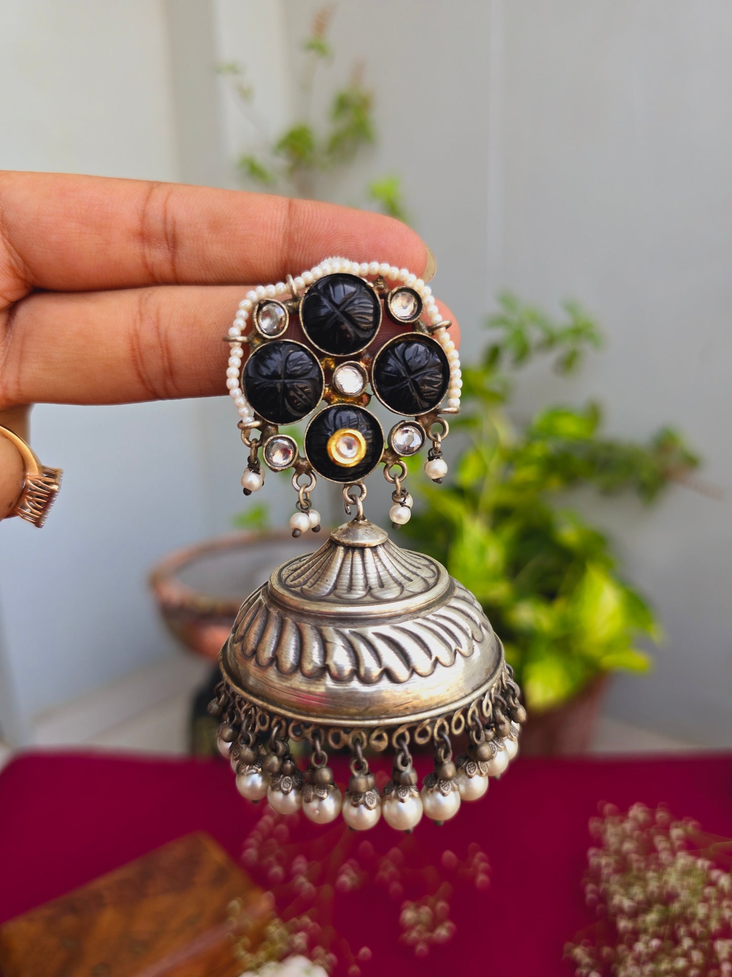 Jashna brass jhumkas