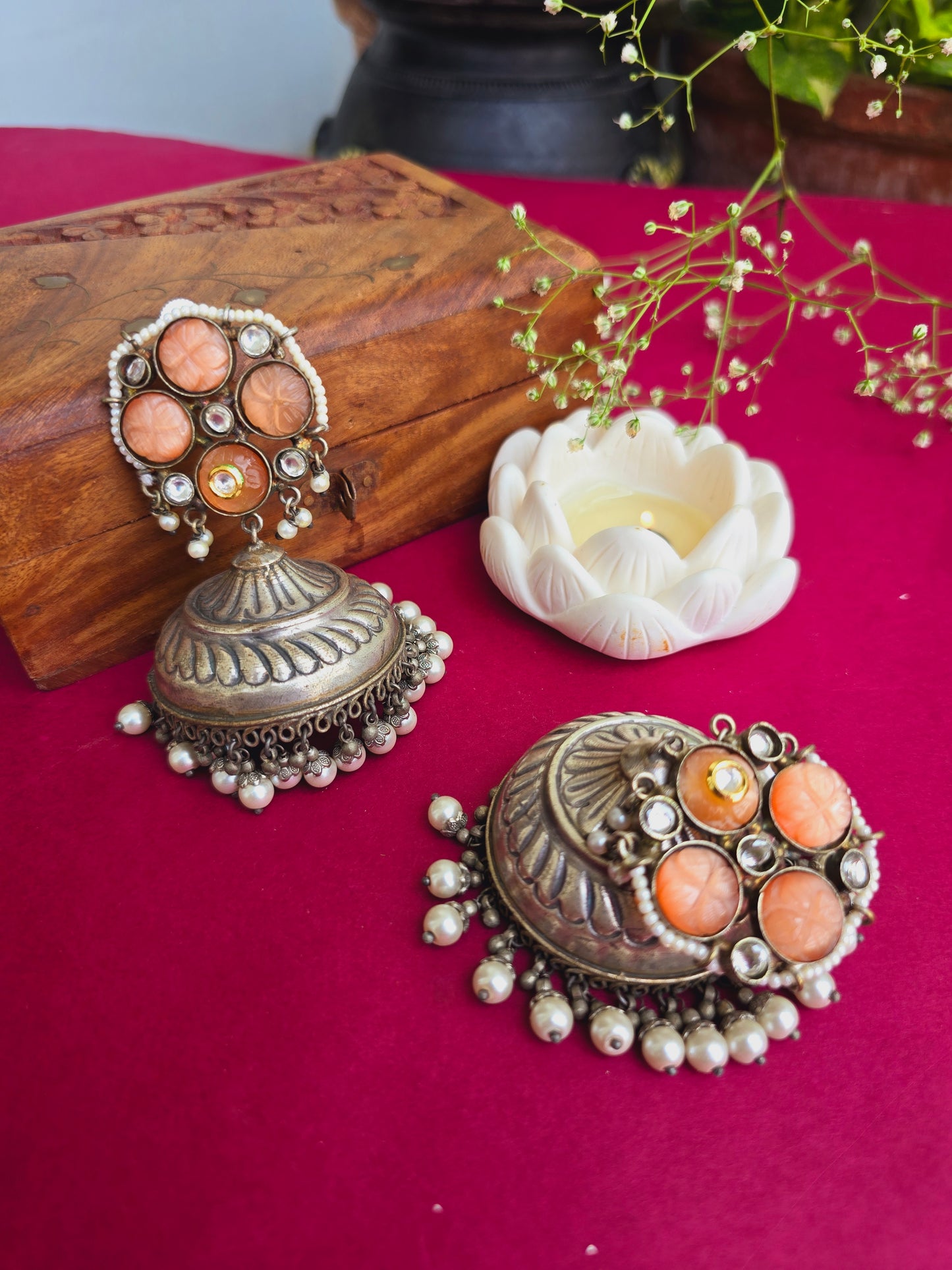 Jashna brass jhumkas