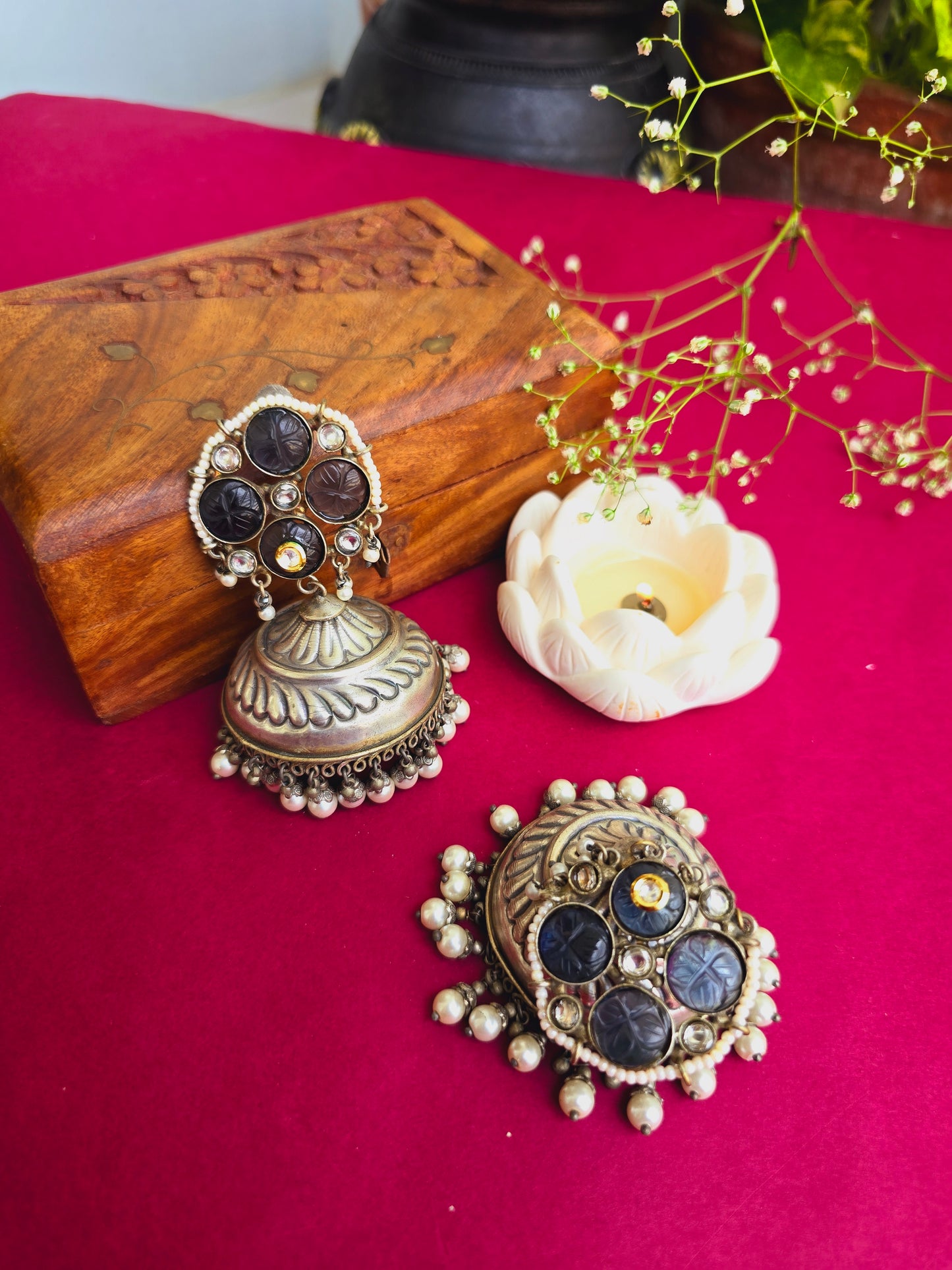 Jashna brass jhumkas