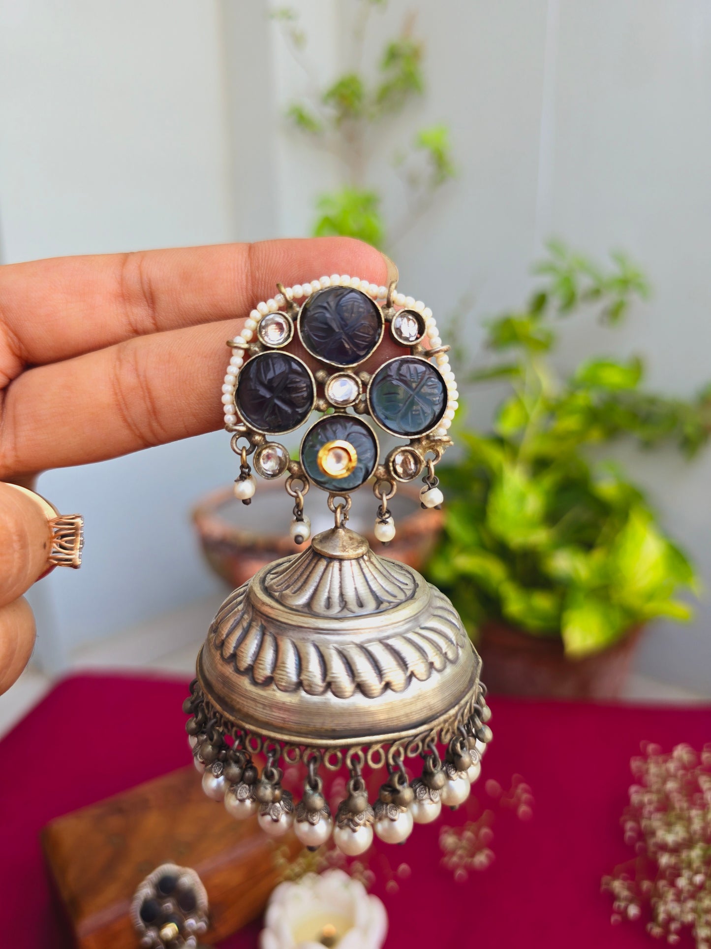 Jashna brass jhumkas