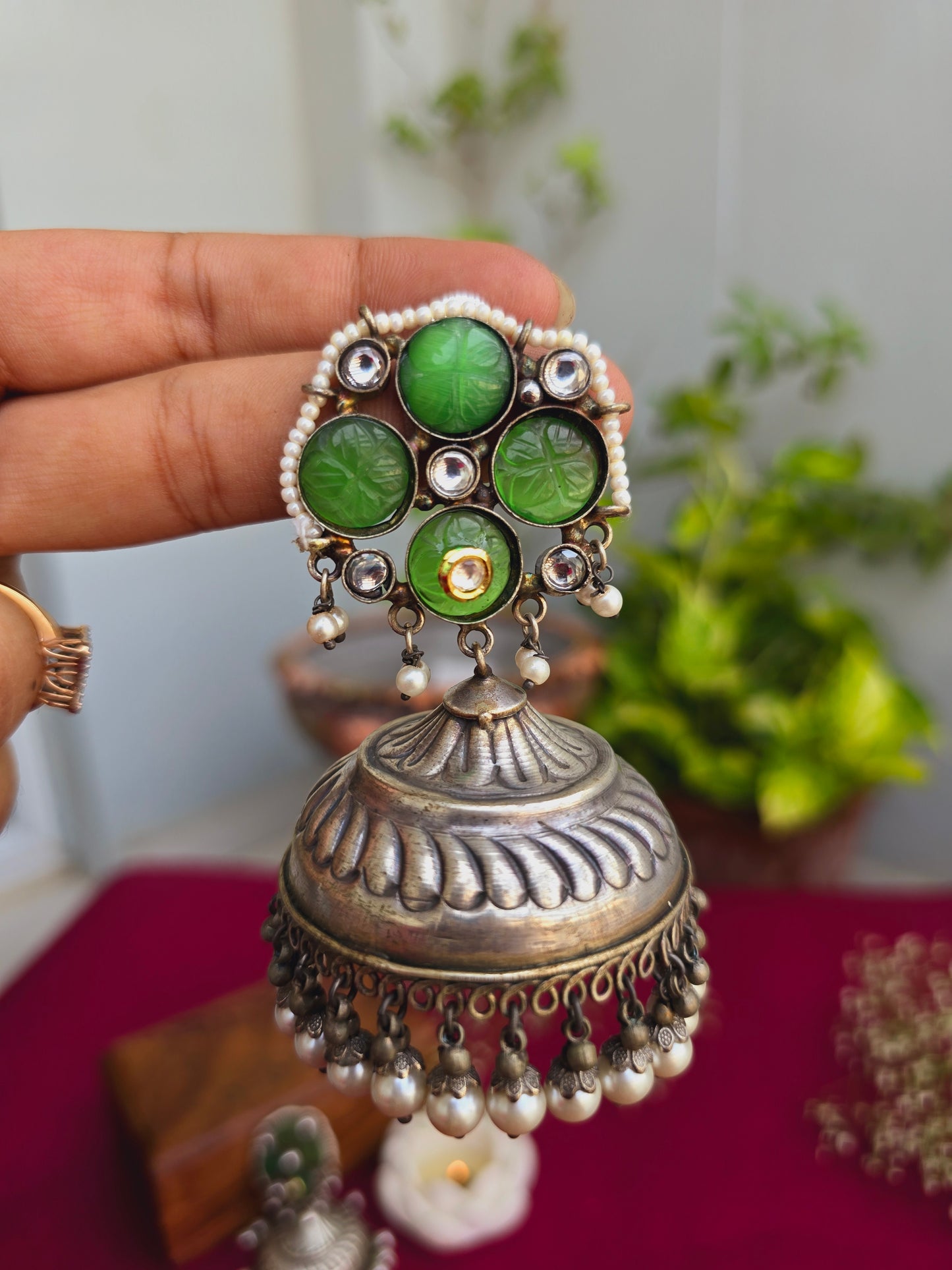 Jashna brass jhumkas