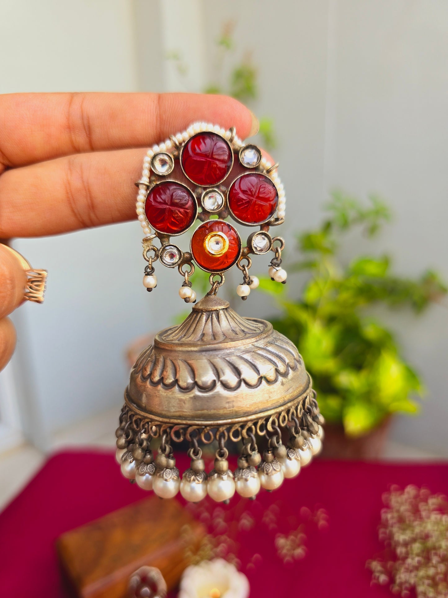 Jashna brass jhumkas