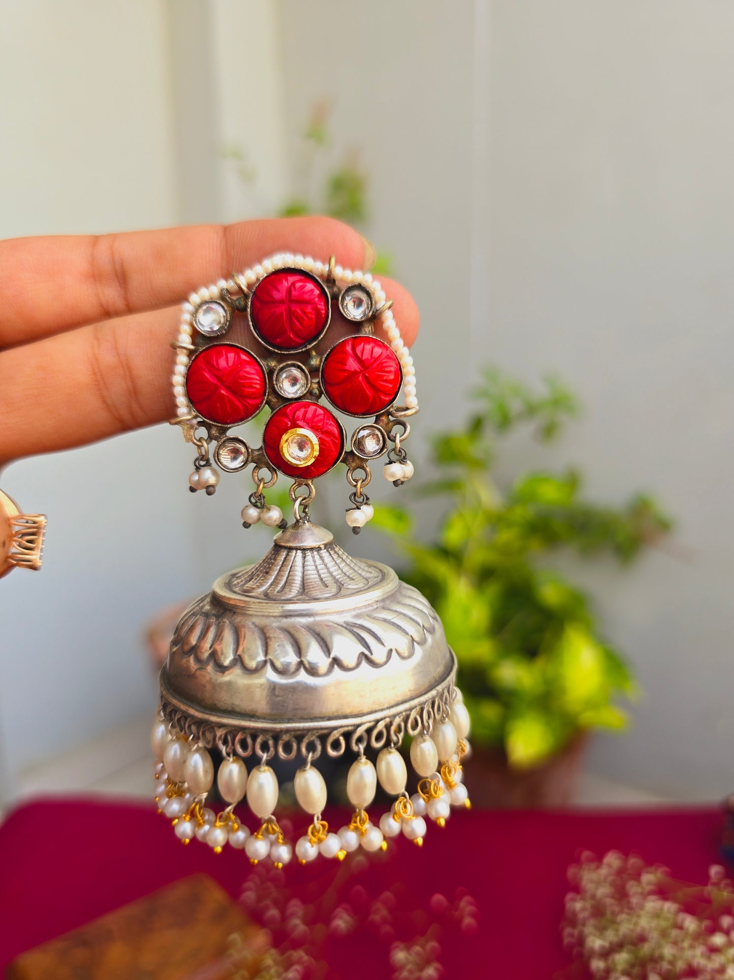 Jashna brass jhumkas