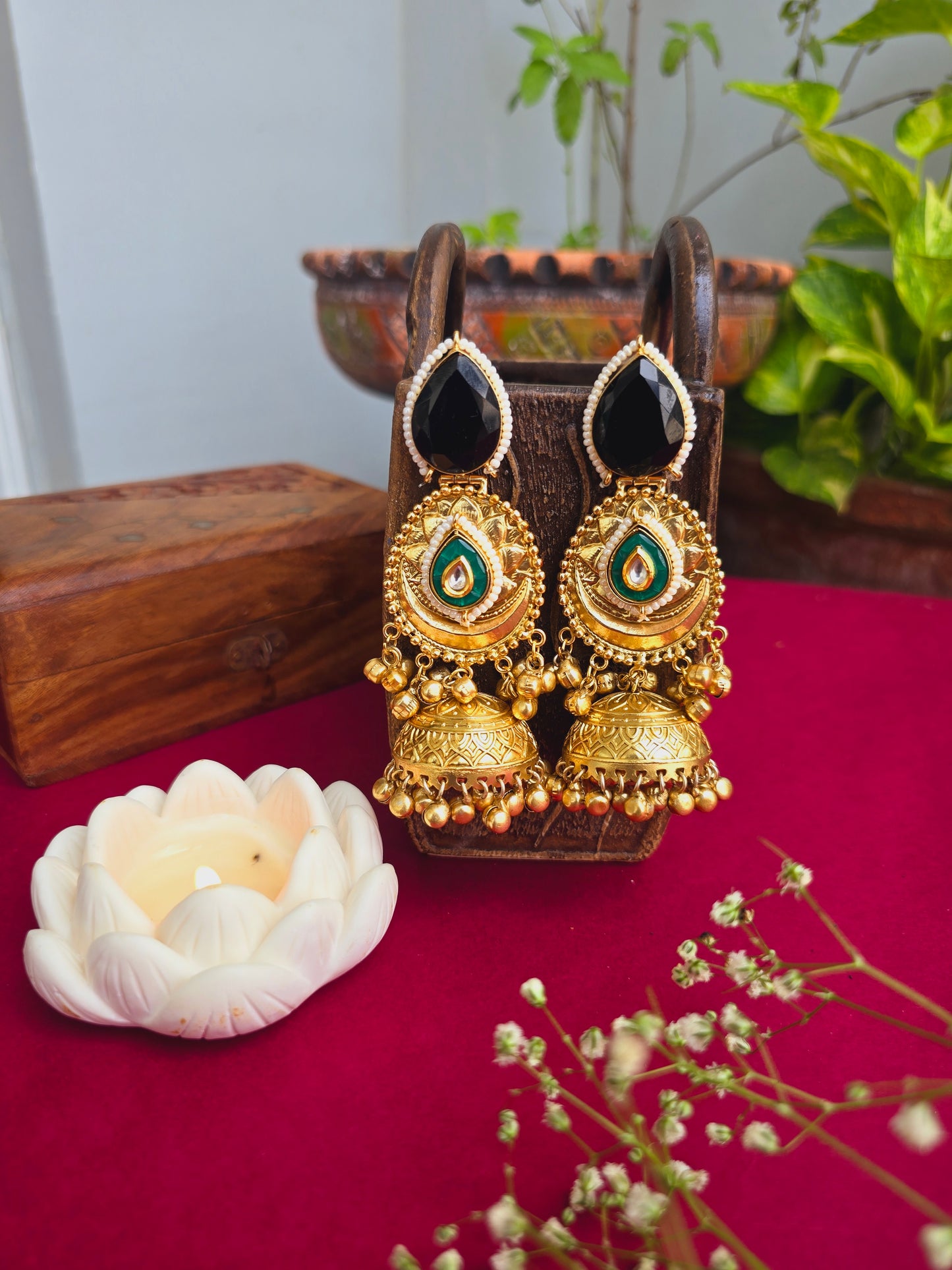 Isha gold jhumkas