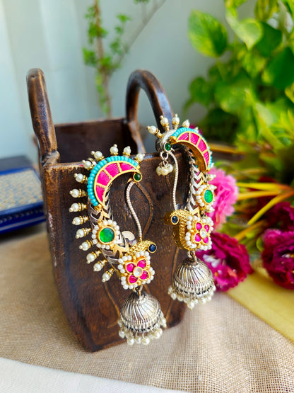 Aisha Peacock kundan earcuffs
