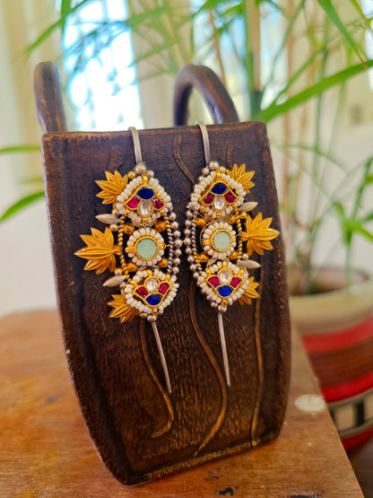 Ketki Needle kundan leaf earcuffs