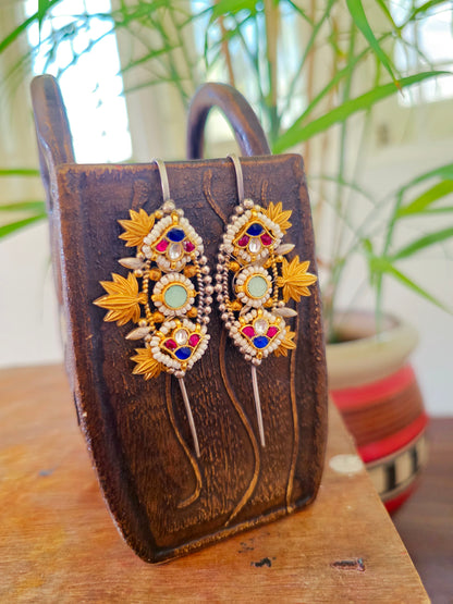 Ketki Needle kundan leaf earcuffs