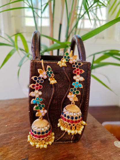 Peony Gold jhumka earcuffs