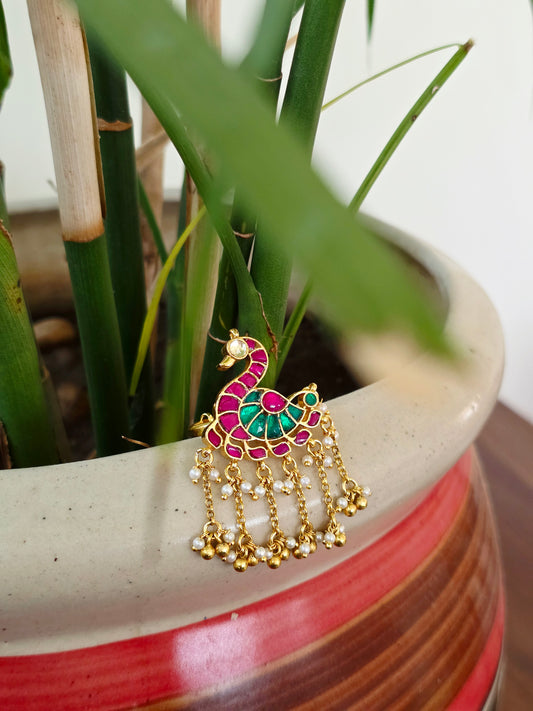 Kundan jadau peacock ring