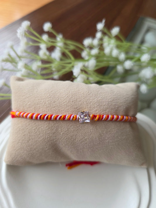 Red yellow diamond rakhi