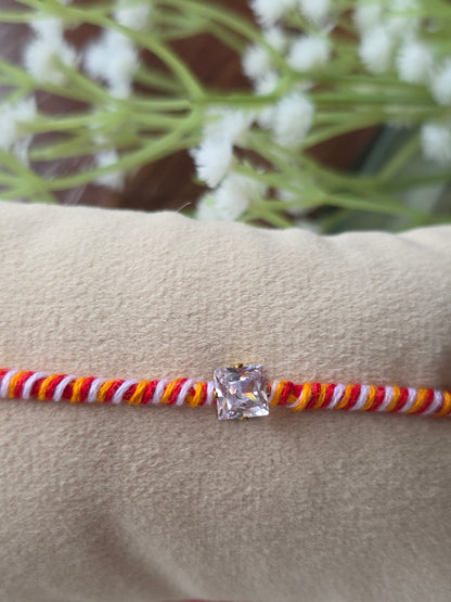 Red yellow diamond rakhi