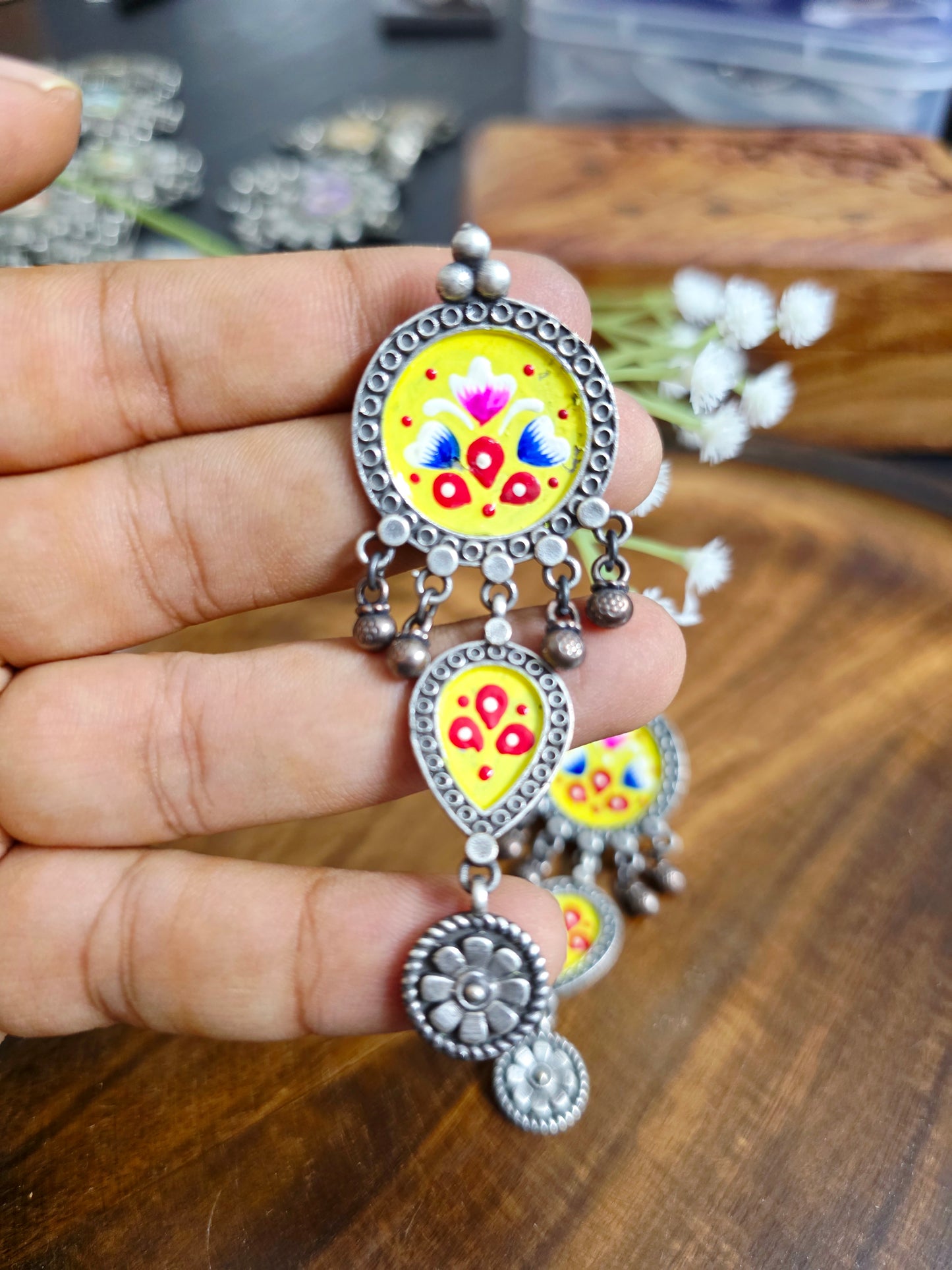 Pichwai painted dual danglers