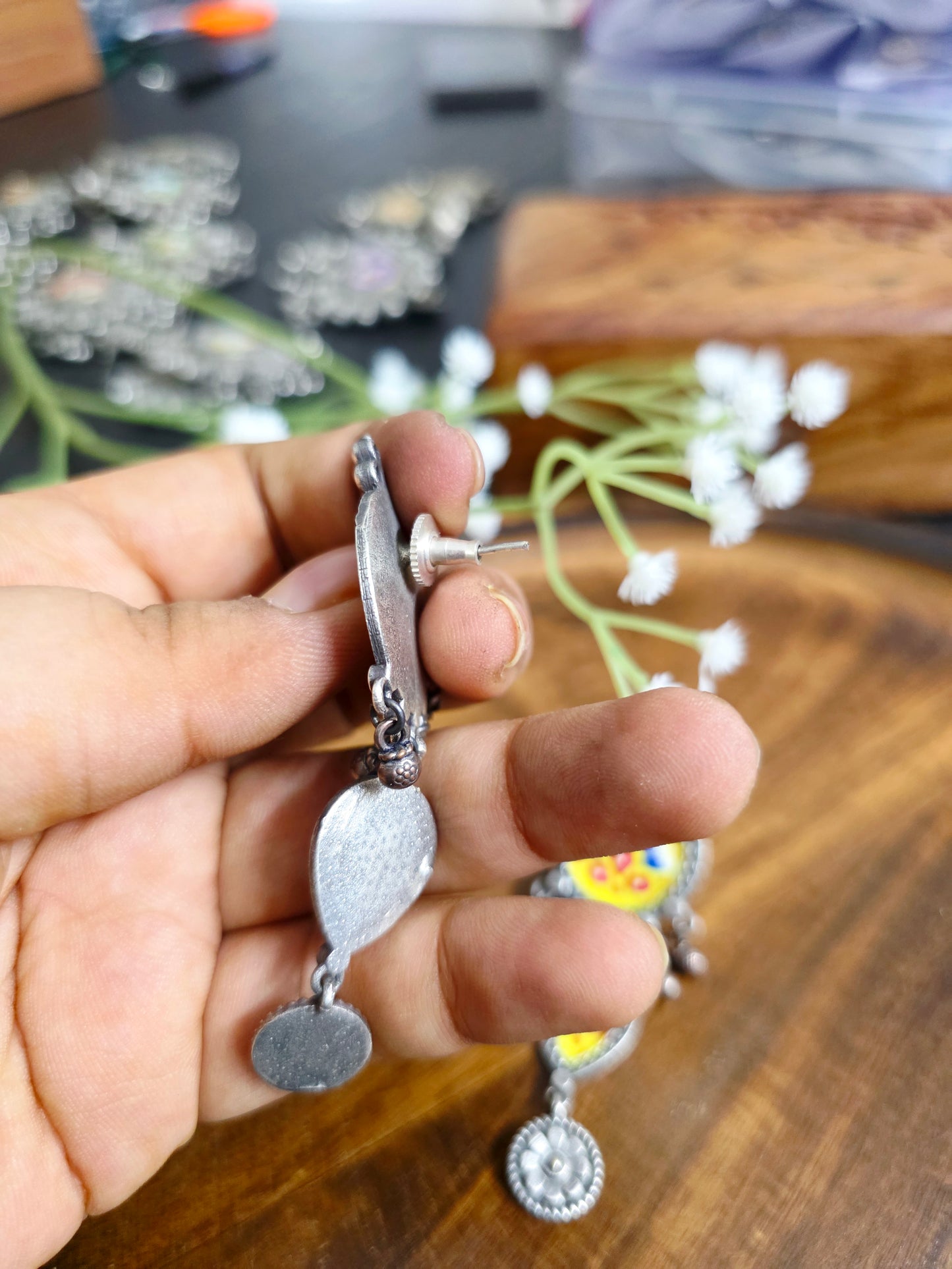 Pichwai painted dual danglers