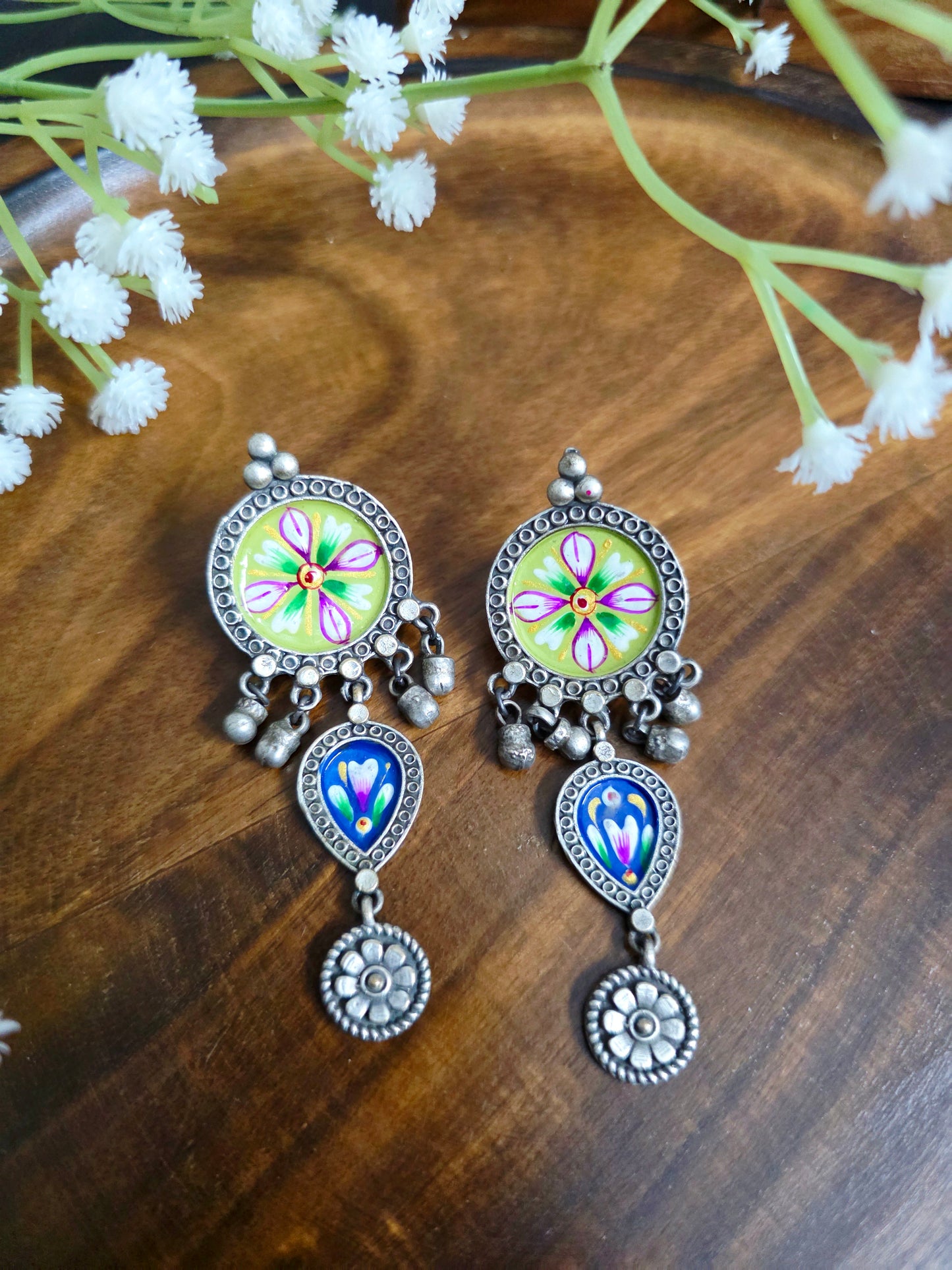Pichwai painted dual danglers