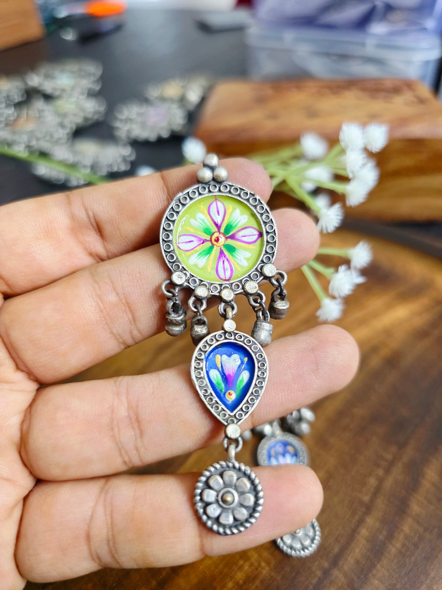Pichwai painted dual danglers