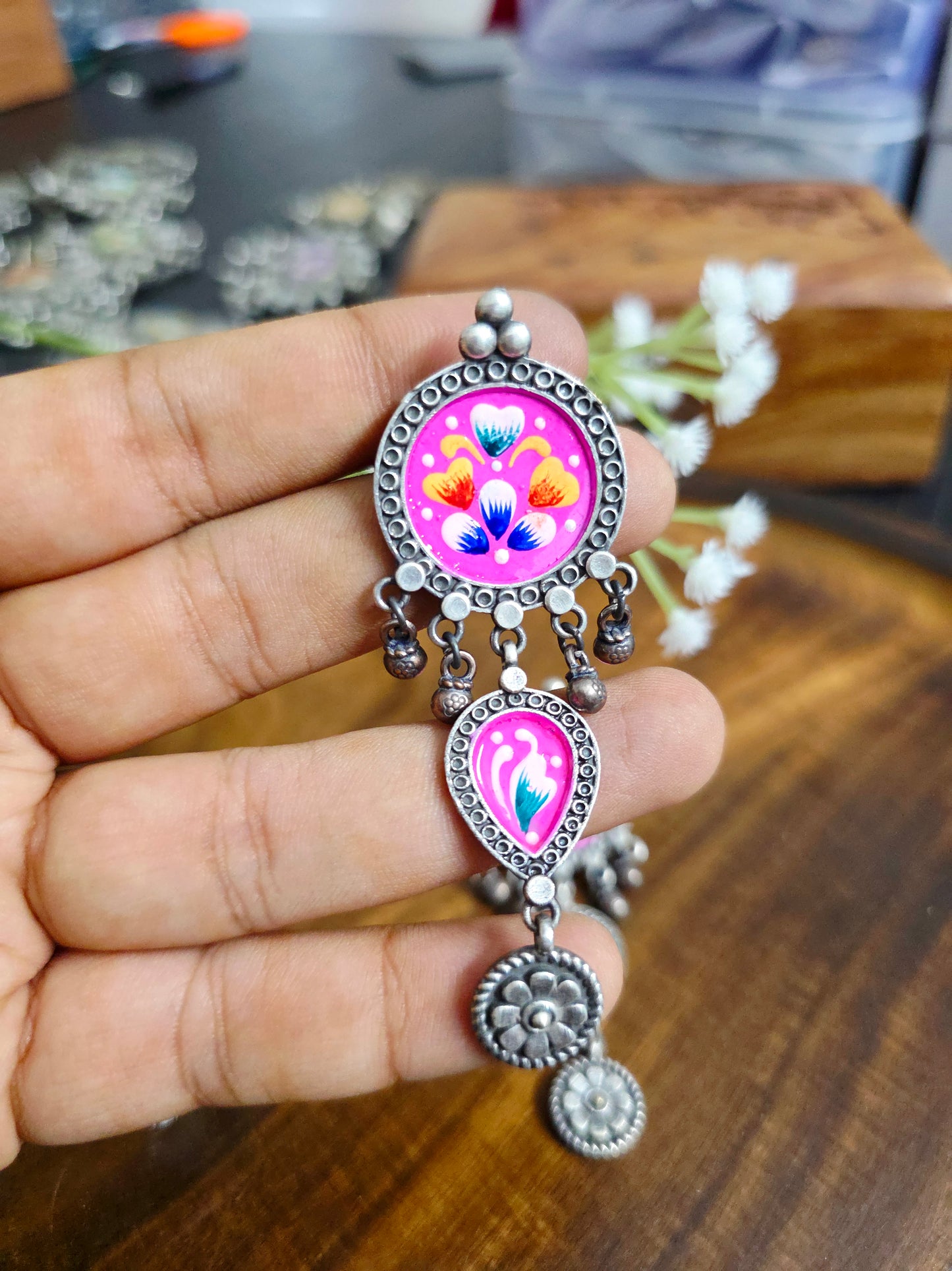 Pichwai painted dual danglers