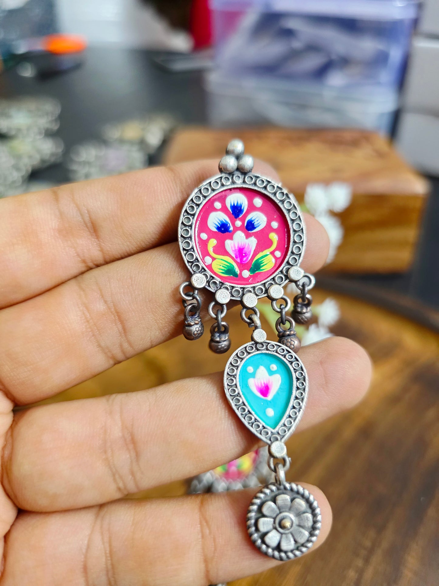 Pichwai painted dual danglers