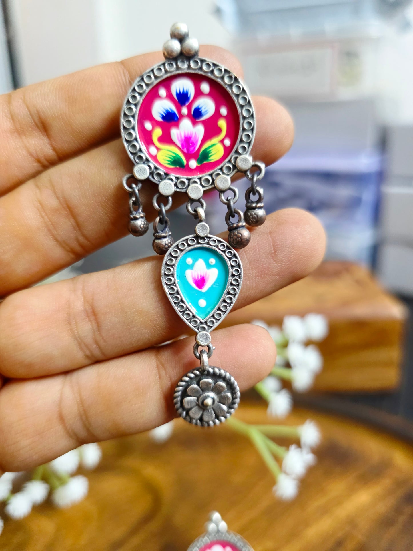 Pichwai painted dual danglers