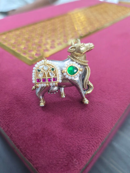 Pachi Kundan Nandi Ring