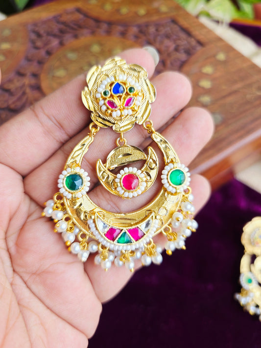 Heli heritage gold pachi kundan earrings