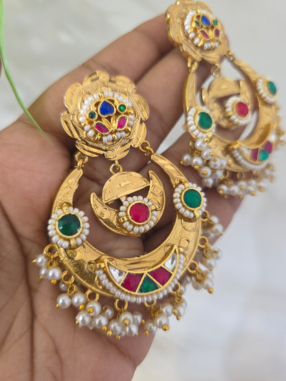 Heli heritage gold pachi kundan earrings