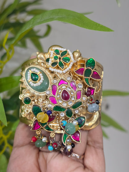 Morbagh handcrfated jadau kundan heritage handcuff
