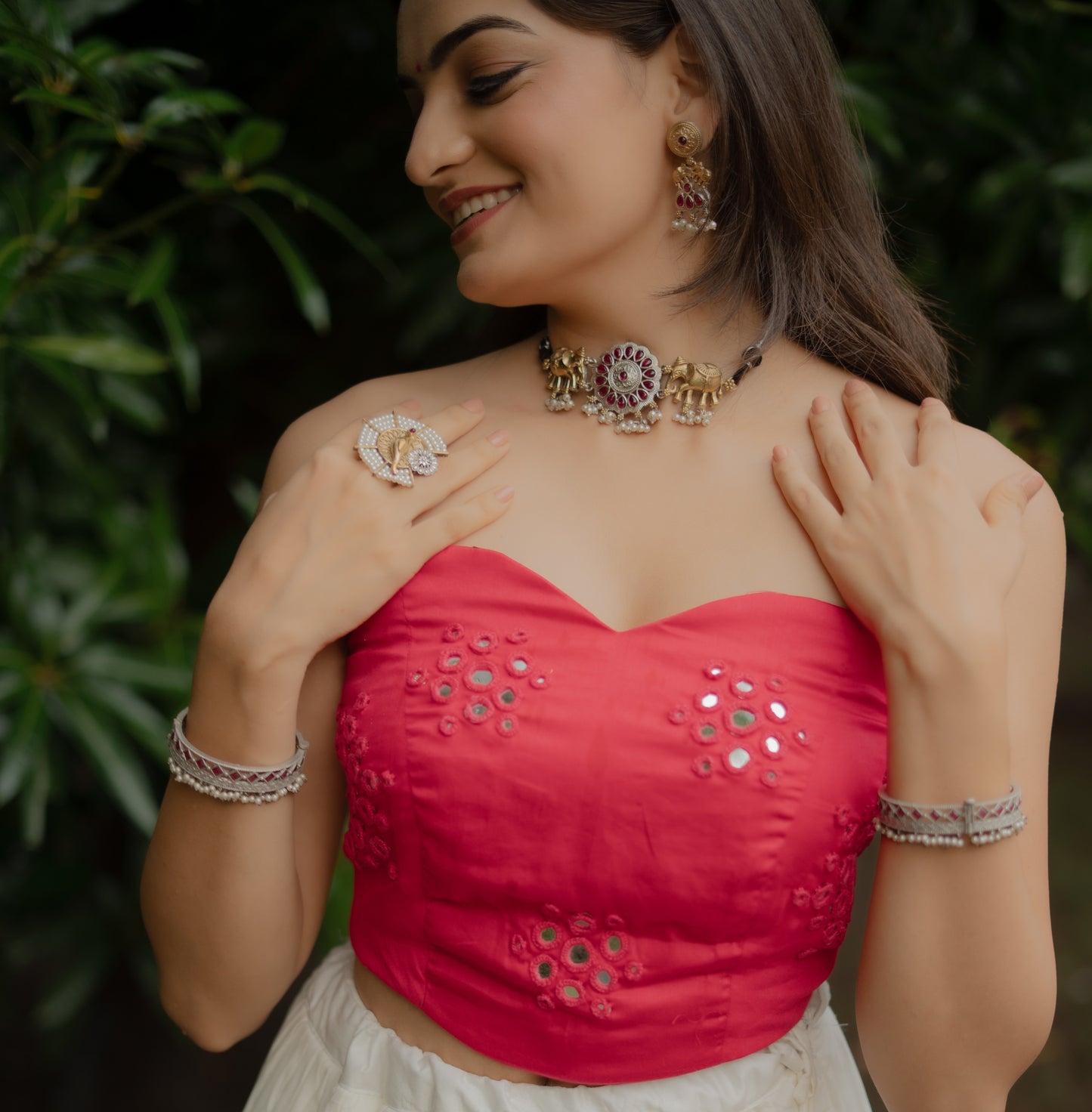 Large size Moh colorfull silver kada