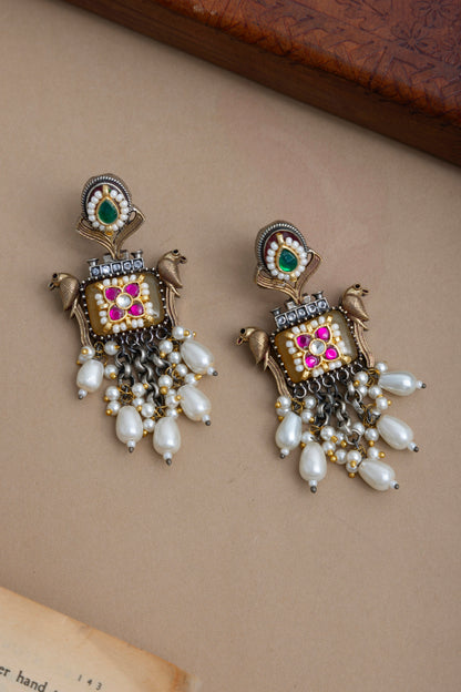 Bawri pachi kundan Peacock necklace