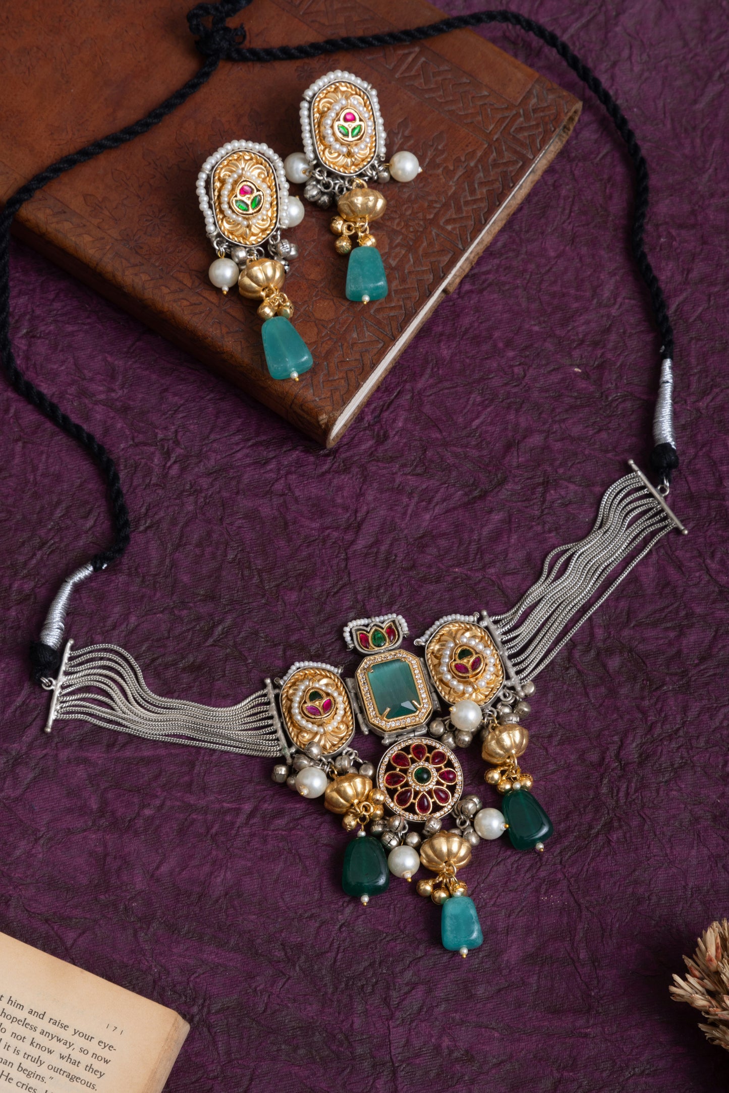 Anusha handcrafted silver fusion two tone choker