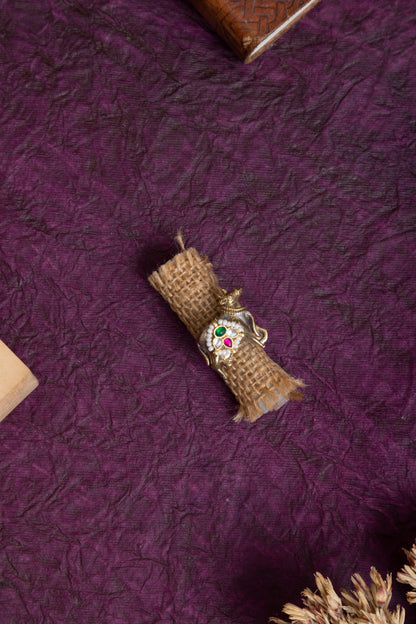Gulati fusion two tone pachi kundan nandi ring