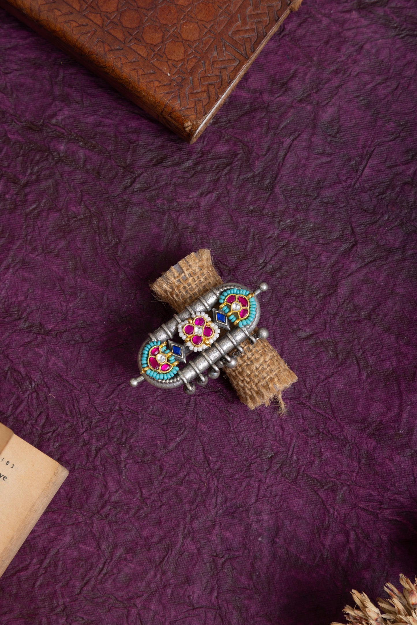 Indu silver fusion pachi kundan ring
